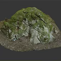 Wood Stone Decorative Rock With Moss Covered Top And Natural Wood Base