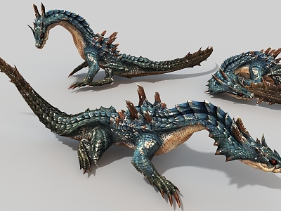 Toothylosaurus Creeping Dragon Beast Meat Eater Dragon Ancient Monster Game Character Virtual Creatures 3d model