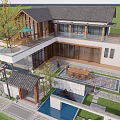 Traditional Modern Fusion Boutique Villa With Courtyard Pool Wooden Glass Elements