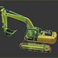 Yellow Tracked Excavator with Front Bucket and Black Cab as Heavy Machinery