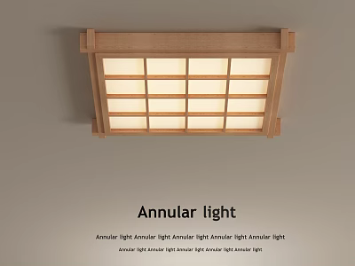 Antique Style Wooden Frame Annular Light With Rectangular Bright LED Panel 3d model