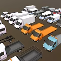 Different Types of Commercial Vehicles in Multiple Colors Including Trucks Vans and Trailers