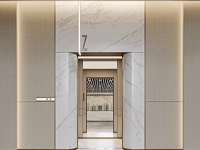 modern elevator lobby 3d model