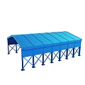 Blue Steel Outdoor Shed Structure With Support Frames And Sloped Roof 3d model