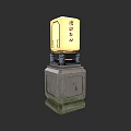 Traditional Chinese Decorative Lantern On Ornate Stone Base With Carved Characters