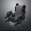 Futuristic Mechanical Toilet Design With Blue Structure White Base Gray Seat And Yellow Tip Cannons