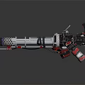 Tactical Flamethrower Weapon With Metal Frame Transparent Fuel Tube And Red Black Components