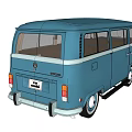 Vintage Blue Volkswagen Van With Classic Design And Multiple Windows