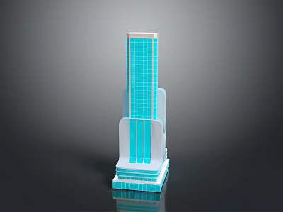 Modern Skyscraper With Blue Glass Facade And Tower Structure Contemporary Design 3d model
