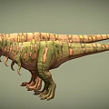 Green And Brown Striped Dinosaur Models In Standing Posture 3D Render