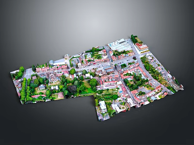 3D City Model Layout With Streets Buildings Green Spaces And Trees 3d model