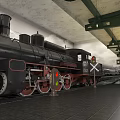 Traditional Railway Station Building At Night With Square Benches Street Lamps And Carriage