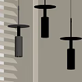 Modern Pendant Lights In Black Silver Gold Round Base Cylindrical Design With Window Blind Background