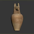 Ancient Egyptian Style Sculpture Carving With Jackal Head And Vase Shape Terracotta Material