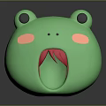 Cute Green Frog Character Featuring Big Black Eyes Pink Cheeks Open Mouth And Red Tongue
