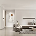 Modern Living Dining Room Interior Design With TV Wall Sofa Coffee Table And Carpet