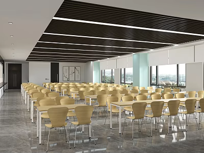 Modern Canteen Staff Restaurant 3d model