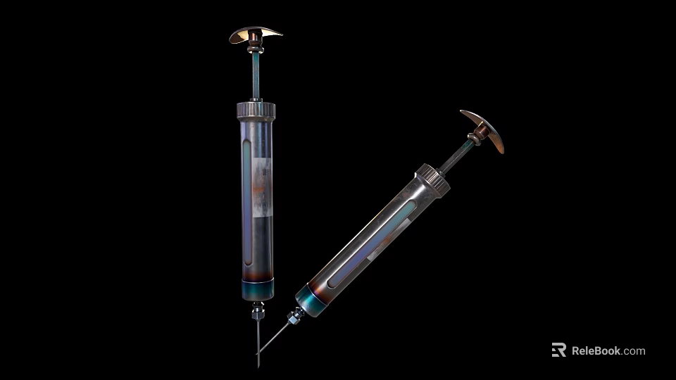 Vintage Medical Syringes With Glass Body Metal Handle And Precision Needle Design 3d model 