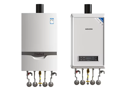 Two White Gas Water Heaters With Valves 3d model