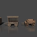 Multiple Different Styles of Vintage Wooden Carts in 3D Model Design