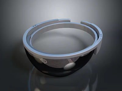 Modern Silver Black Metallic Ring Shaped Computer Accessory With Sleek Design 3d model