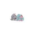 Cute Stuffed Elephant Dolls in Gray and Blue with Polka Dot Skirts and Pink Accents