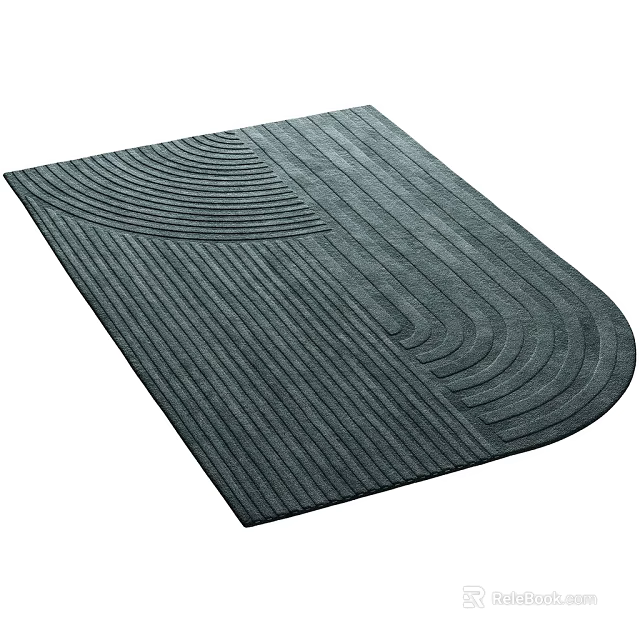Stylish Gray Shower Sauna Mat Featuring Wavy And Striped Patterns For Bathroom 3d model 