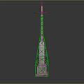 Industrial Metal Tower Equipment With Vertical Steel Framework And Green Top Structure