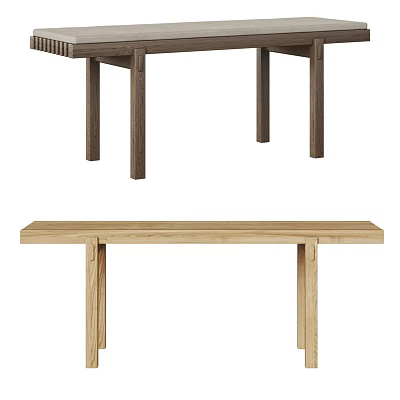 Wooden Public Chair Design With Simple Structure And Natural Finish 3d model