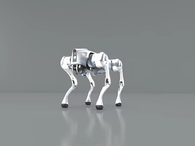 White Quadruped Electronic Robot Featuring Mechanical Legs And Smart Design 3d model