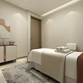 Relaxing SPA Sauna Room Interior Design With Massage Bed And Decorative Vase