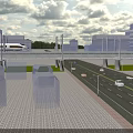 Modern Urban Road Infrastructure With Multi lane Highway Pedestrian Overpass Street Lights Sidewalks And Vehicles