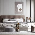 Elegant Modern Bedroom Interior With Upholstered Headboard Decorative Artwork Table Lamps And Armchair Rug