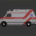 White And Red Ambulance Emergency Vehicle With Roof Red Sirens And Medical Cross