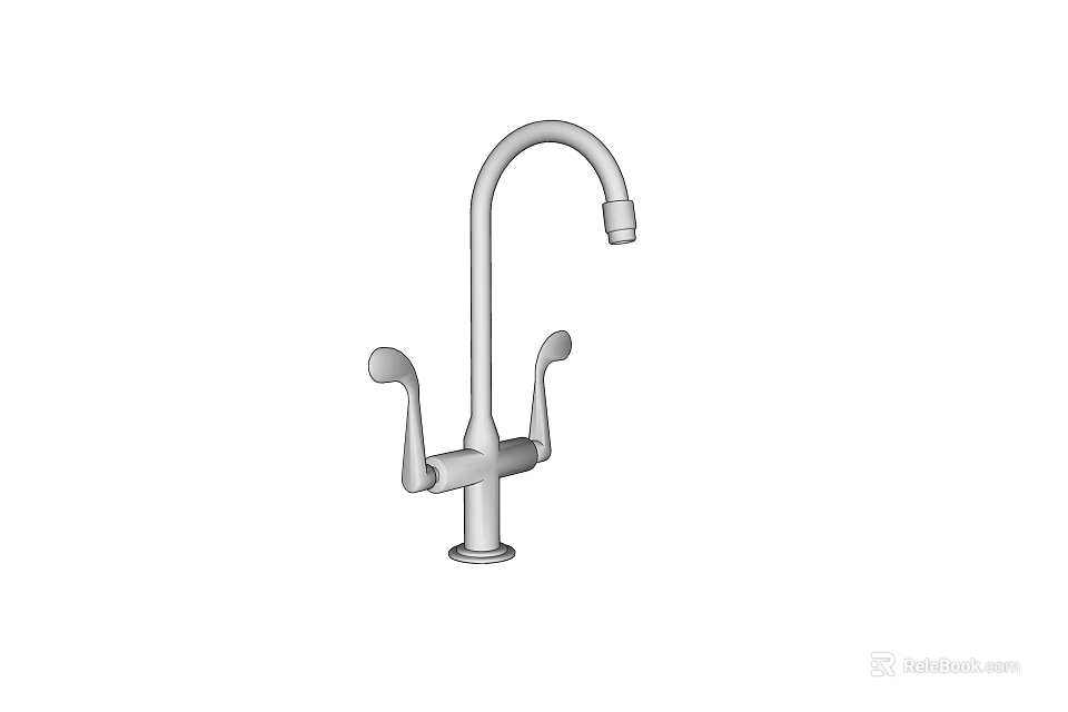 Simple Modern Dual Handle Faucet Featuring Curved Spout And Smooth Operation For Sink 3d model 