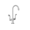 Simple Modern Dual Handle Faucet Featuring Curved Spout And Smooth Operation For Sink