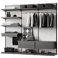Modern Minimalist Closet Interior With Hanging Garments Drawers Shelves And Storage Hats