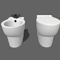 Modern White Toilet and Matching Washbasin with Clean Contemporary Design in Bathroom