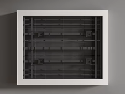 Modern Ceiling Design Featuring White Frame Grid Structure And Stylish Decorative Elements 3d model