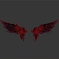 Symmetrical Purple Wings With Shiny Detailed Feathers On Dark Background Design