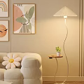 Cozy Modern Floor Lamp In Living Room With Beige Sofa Small Table And Green Plant