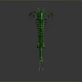 Green Centipede with Long Segmented Body and Numerous Legs on Dark Background 3d model