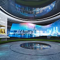Ouluwan Modern Architecture With City Night View Circular Pool And Lighting Effects 3d model