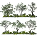 Modern Tree Landscape Tree Arbor Big Tree Flowers and Shrubs 3d model