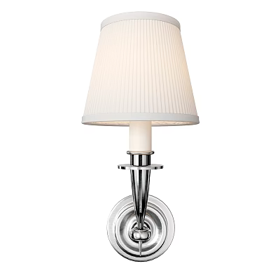 Modern Wall Lamp With White Pleated Shade And Chrome Metal Body Design 3d model