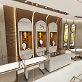 Modern Luxury Jewelry Store Interior With Circular Display Counters And Gold Decor