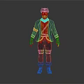 Game Movie Character With Red Hair Beard Blue Coat Yellow Vest And Red Boots