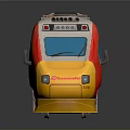 Modern Red And Yellow Streamlined Train With Windows And Roof Vents Design