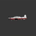 Red White And Black Airplane With Propeller Canopy US Logo Wings And Reflection