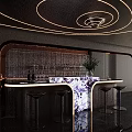 Modern Luxury Indoor Bar Counter With Marble Top LED Lights Bar Stools And Wine Shelf